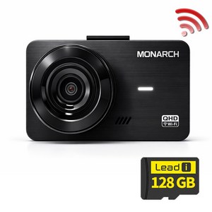 모나치 2채널 QHD 2채널 WiFi 스마트폰 연동 지원 차량용 블랙박스, WiFi 동글 쿠폰, 128GB