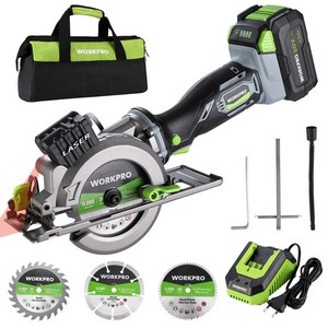 WORKPRO 20V 무선 미니 원형 톱 4500RPM 충전식 절단기 전기톱 목공용 블레이드 115MM 호환