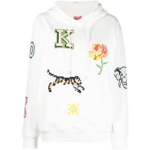 겐조 graphic print drawstring hoodie, 화이트계열, Standard S