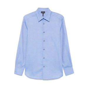 엠포리오아르마니 자카드 로고 코튼 셔츠, 블루계열, Standard XS(KR 35)