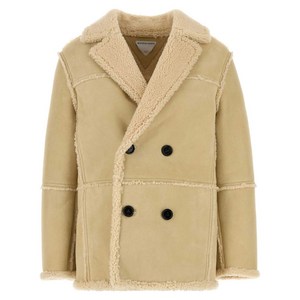 보테가 베네타 더블 브레스티드 시어링 코트