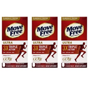 쉬프 무브프리 조인트 헬스 울트라 타입 2 콜라겐 + 붕소 HA 코팅 타블렛, 75정, 3개