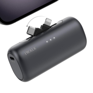 아이워크 iWALK 듀얼 커넥터 도킹형 미니 보조배터리 5000mAh PD 15W 초고속충전 일체형 아이폰 갤럭시 2in1 휴대용 잔량표시