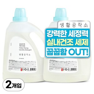 생활공작소 실내건조 세탁세제, 2개, 3L