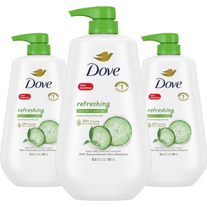도브 너리싱 바디 워시 리프레싱 오이 & 그린 티 향, 905ml, 3개