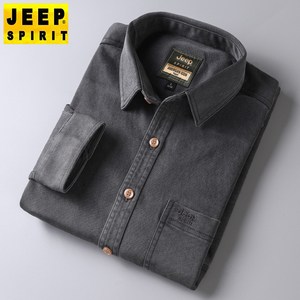 JEEP SPIRIT 지프 스피릿 셔츠 남자 뉴 캐쥬얼 패션 가을 겨울 남성 긴팔티 다양한 긴팔 느슨한 단색 패션 캐주얼 탑 버튼 수 놓은 긴소매 남성 셔츠 2086