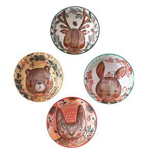 Wendini 애니멀 시리즈 밥그릇 4개입