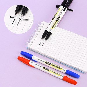 더블 트윈 네임펜 0.1mm 0.4mm 얇은펜 중간펜 트윈 네임펜, 블랙