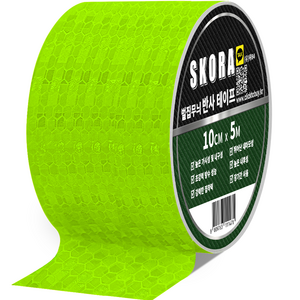 스코라 벌집무늬 반사 테이프, 10cm x 5m, 그린형광, 1개