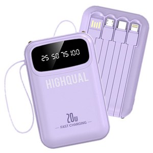 하이퀄 케이블 일체형 대용량 고속충전 보조배터리 20000mAh PD 20W