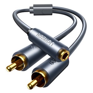 유그린 금도금 단자 3.5mm Female 스테레오 to 2 RCA 오디오 케이블