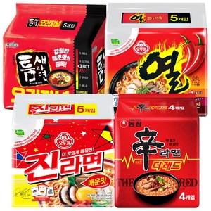 더레드 맵부심 라면 오뚜기 농심 팔도 4종 19개입 (열랴면5 신라면더레드4 틈새라면5 진랴면5), 1세트