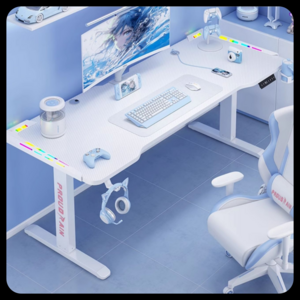 넥스존 전동 모션데스크 게이밍 리프트 테이블 책상 스탠딩 1인용 컴퓨터 노트북 모니터 암, 벛꽃 화이트(듀얼모터)