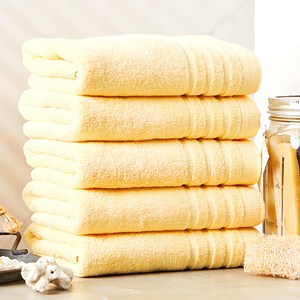 소프트터치 라인보더 호텔수건 150g 30수 면사, 옐로우, 5개