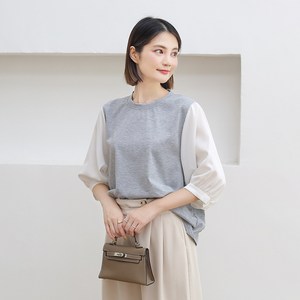 SAHINER 여성 여름 7부 반팔티셔츠 캐주얼 빅사이즈 반팔티 ATX05
