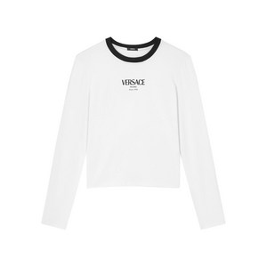 베르사체 로고 모티프 긴소매 탑, 화이트계열, Italy 46(KR 88)