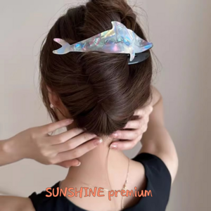 SUNSHINE 프리미엄 고래 모양 대형 올림머리 헤어 집게핀