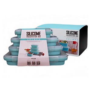 ORIDI 실리콘 접이식 밀폐용기 세트 블루, 350ml + 50..., 1개