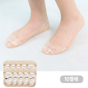 여성덧신 페이크삭스 레이스 덧신 무봉제 벗겨지지않는 실리콘 여자 면 양말 10켤레