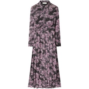 토리 버치 플로럴 프린트 플리츠 실크 드레스