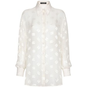 돌체앤가바나 모노그램 자카드 세미 시스루 셔츠