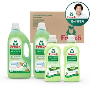 [김혜자 세제] 프로쉬 독일 세탁세제 알로에베라 1.5L 2개 + 유연제 알로에베라 750ml 2개 세트 구성, 세탁알로에2개+섬유알로에2개