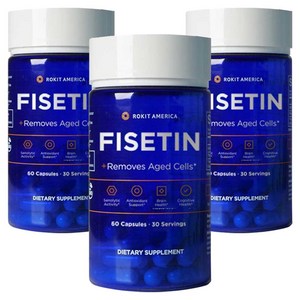 로킷아메리카 고순도98% 피세틴+바이오페린+비타민 C 복합제재, 60정, 3개