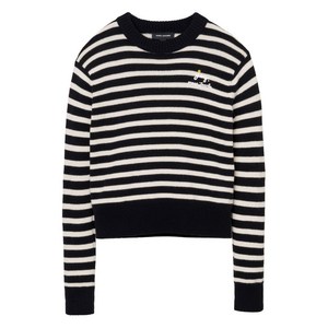 마크제이콥스 스트라이프 패턴 플라워 장식 스웨터, 블랙계열, Standard S(KR 55)
