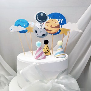 우주인 케이크토퍼 생일케익픽 DIY 행성 별 데코 파티픽