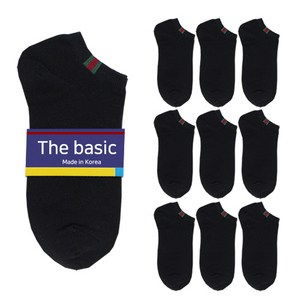 더베이직 남성용/여성용 삼색 포인트 발목 양말 10켤레 세트