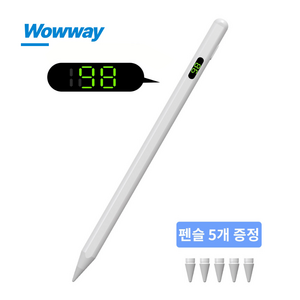 WOWWAY 아이패드 펜슬 터치펜 애플 iPad 호환용 LED 디스플레이형 블루투스형 usb-c 스마트펜