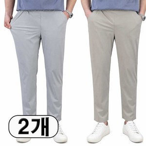 로코비전 1+1 남자 냉감 바지 여름 빅사이즈 링클프리 시원한 아이스 스판 밴딩 슬랙스