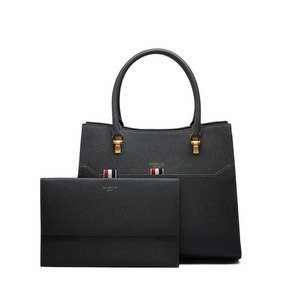 톰 브라운 라지 레더 클래스프 토트 백