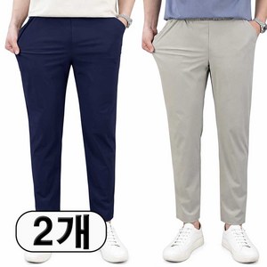 로코비전 1+1 남자 냉감 바지 여름 빅사이즈 링클프리 시원한 아이스 스판 밴딩 슬랙스