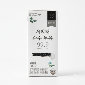 바디랩 서리태 순수 두유 99.9, 190ml, 48개