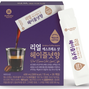 맥널티커피 리얼 에스프레소 샷 헤이즐넛향 액상 스틱 커피, 15ml, 30개입, 2개