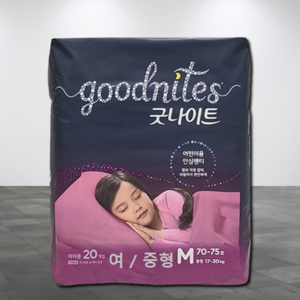 굿나이트 팬티형 키즈 기저귀 여아용, 중형(M), 20매