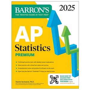 (영문도서) AP Statistics 2025: 9 Pactice Tests + Compehensive Review + Online Pactice Papeback, Baons Educational Sevices, English, 9781506291970