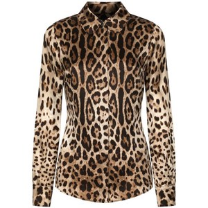 돌체앤가바나 레오파드 프린트 실크 셔츠, 브라운계열, Italy 36(KR 33)