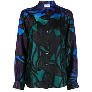 페라가모 그래픽 프린트 실크 셔츠