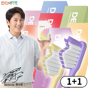 덴핏 딥클린 올인원케어 엣지 피라미드형 탄력모 칫솔 1+1세트 오리지널 (총 24개입), 비비드 색상+파스텔 색상, 2개