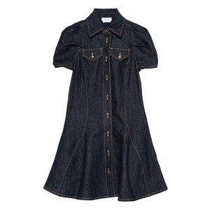 알렉산더맥퀸 퍼프 소매 버튼 프런트 데님 드레스, 블루계열, Italy 42(KR 66)
