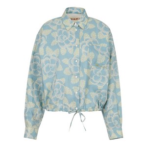 마르니 드로스트링 플로럴 셔츠, 블루계열+그린계열, Italy 38(KR 44-55)