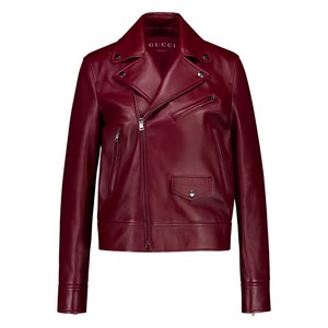 구찌 로고 디테일 레더 재킷