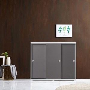 신디 거실 베란다 현관 와이드 미닫이 선반 수납장 W 1180 x H 1000, 그레이
