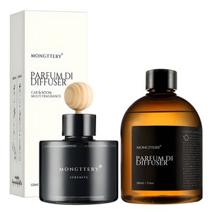 몽때리 올블랙 차량용 방향제 120ml 본품 + 300ml 리필 세트, 블랙체리, 1세트