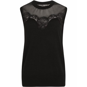 돌체앤가바나 레이스 디테일 민소매 탑, 블랙계열, Italy 38(KR 33)