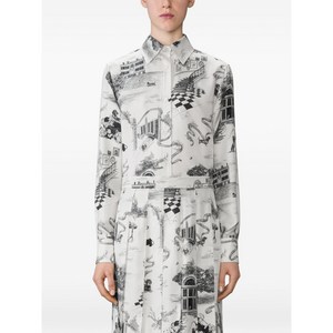 톰 브라운 버튼 프런트 투알 프린트 셔츠, 화이트계열+블랙계열, Italy 36(KR 33)