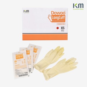 케이엠헬스케어 진료용 멸균 라텍스 장갑 100개 LongCuff, M, 50세트