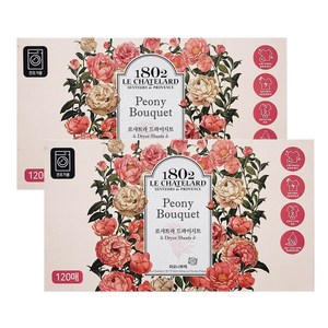 르샤트라1802 드라이 시트 섬유유연제 피오니부케 본품, 120개입, 2개